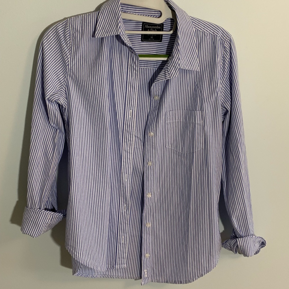 A&F Blue Pinstriped Button Down Shirt